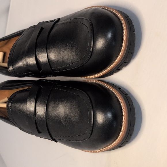 Dream Pairs Black Faux Leather Platform Loafers with Chunky Heels NEW - Picture 6 of 12